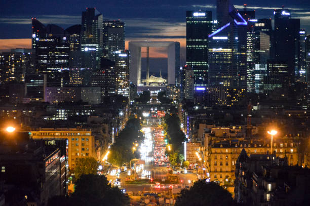 istock Panoramic cityscape of Paris in the evening 694514642