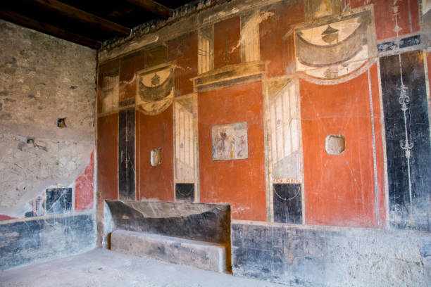 istock Interior fresco in Pompeii ruins 694518106