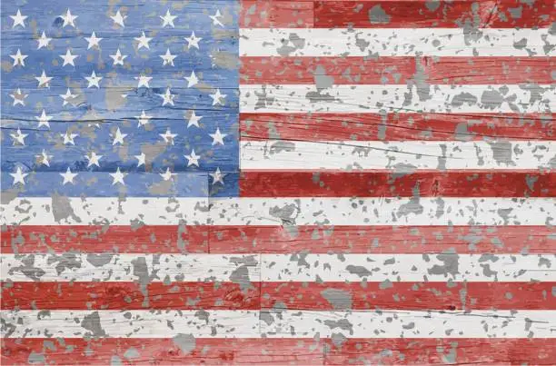 Vector illustration of Painted US Flag on Barn Wood