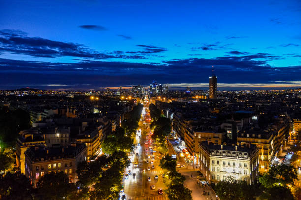 istock Panoramic cityscape of Paris in the evening 694520974