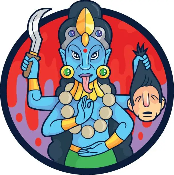 Vector illustration of Dangerous goddess Kali