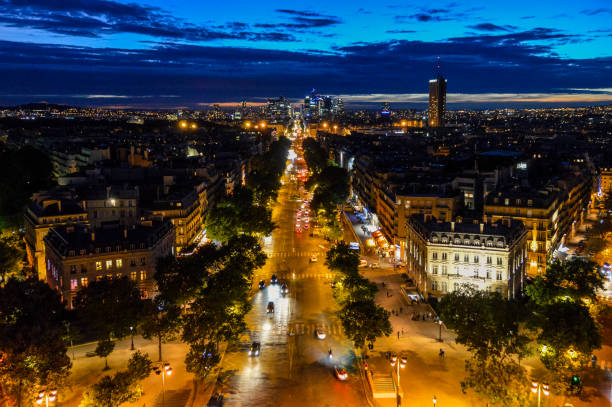 istock Panoramic cityscape of Paris in the evening 694529944