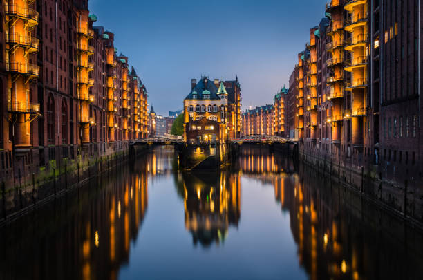 istock Speicherstadt in Hamburg, Germany, at Dusk 694532474