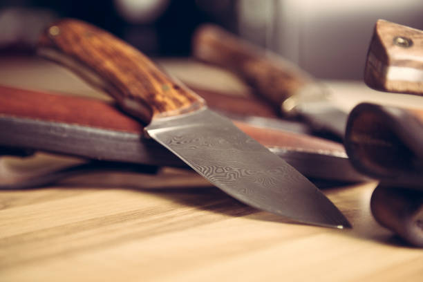 istock Close up of custom made knife. 694535462