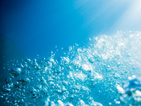 Water Texture Bubbles In Underwater In Blue Sea Underwater Ocean ...