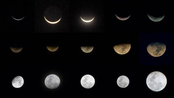 istock Moon phases from new moon day to full moon 694542954
