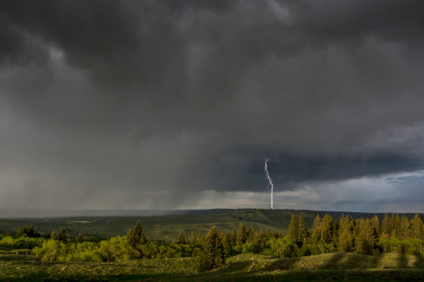 tempestade que se aproxima em cypress hills park do alberta - saskatchewan sky rain cloud - fotografias e filmes do acervo