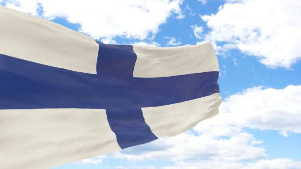 istock Waving flag of Finland 694562482