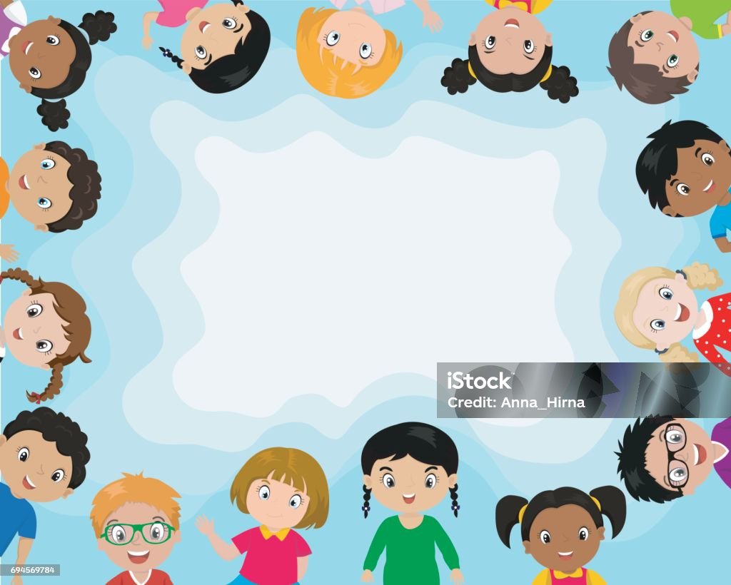 Background With Cute Cartoon Kids Stock Illustration - Download Image Now -  Child, Backgrounds, Day - iStock