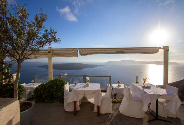 istock Restaraunt on Santorini, Greece 694581166