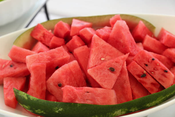 wassermelone - watermelon fruit summer portion stock-fotos und bilder