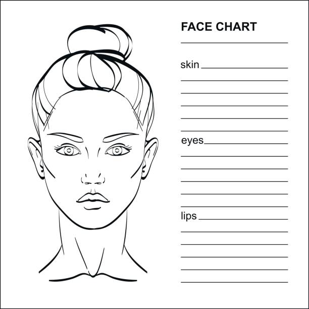 ilustraciones, imágenes clip art, dibujos animados e iconos de stock de carta de cara maquillaje artista en blanco. - raised eyebrows illustrations