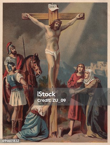 istock Crucifixion of Jesus, chromolithograph, published in 1886 694601832