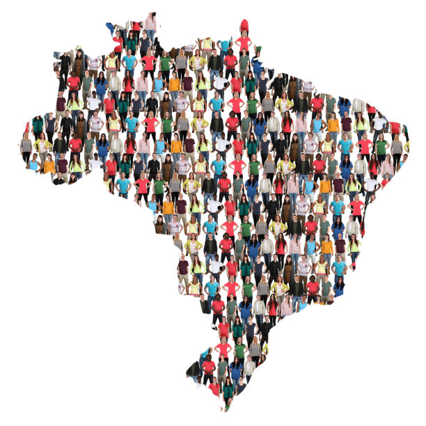 istock Brasil Brazil map multicultural group of people integration immigration diversity 694619930