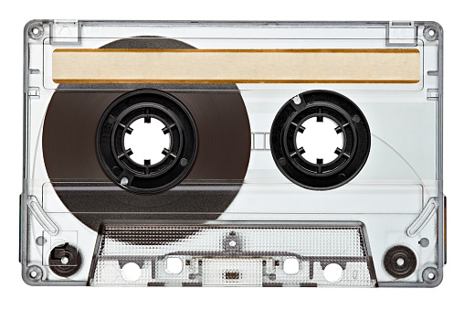 collection of various vintage audio tapes on white background. each one is shot separately