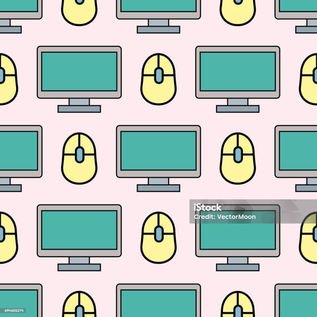 Computer Display Patern Computer Monitor Flat Pc Seamless Pattern Business Technology Screen ...