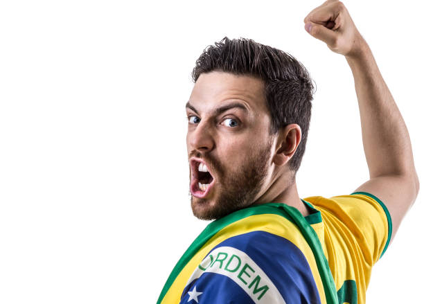 istock Fan / Sport Player holding Brazilian flag 694667788