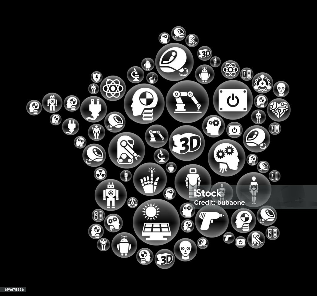 Vector Robots Button France Robots And Robotics Black Vector Button Pattern Stock ...