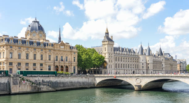 istock Paris street scene and architecture along the Seine River 694678868