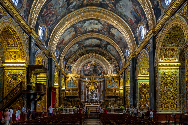 Valletta, Malta - June 2015: Interior of St John's Co-Cathedral - Valletta, Malta