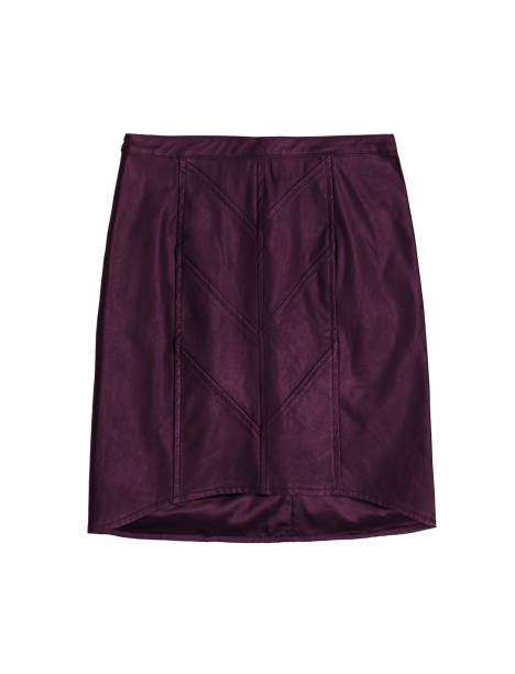 istock purple leather mini skirt, isolated on white background 694686110