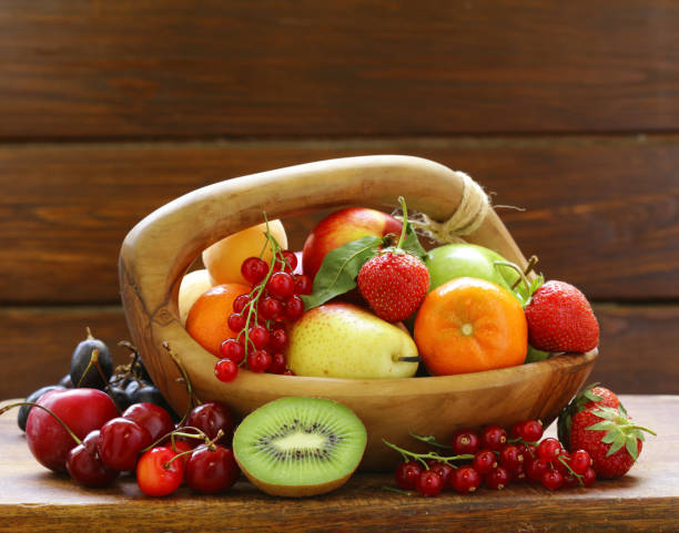 istock Different fruits and berries, healthy food 694704312