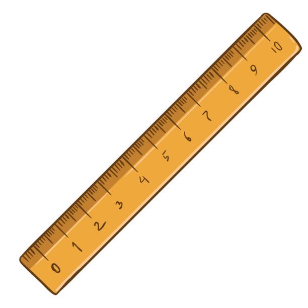 Vector Cartoon Single Ruler on White Background Vector Cartoon Brown Wooden Ruler on White Background ruler doodle stock illustrations