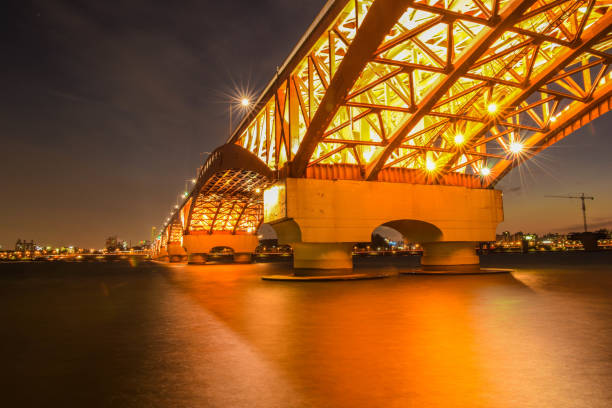 istock hangang river bridge, night seoul korea 694719066