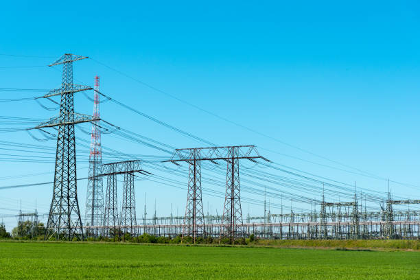 istock Transmission towers and relay station 694722848