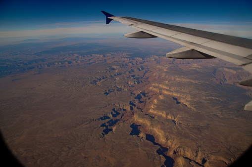 Passing over the Grand Canyon at 35.000 ft, enroute from San Diego to Minneapolis