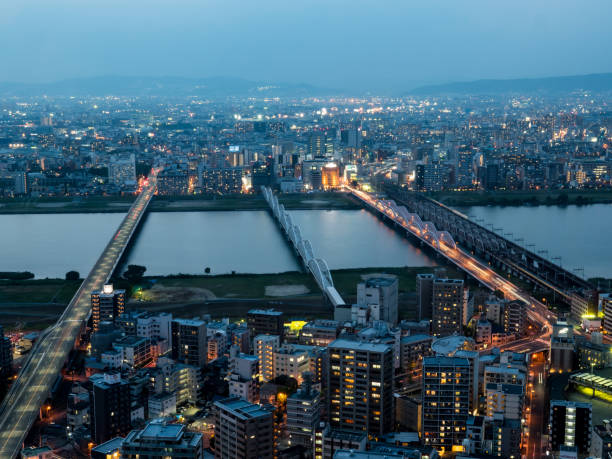 istock Observation room night view in Japan 694729428
