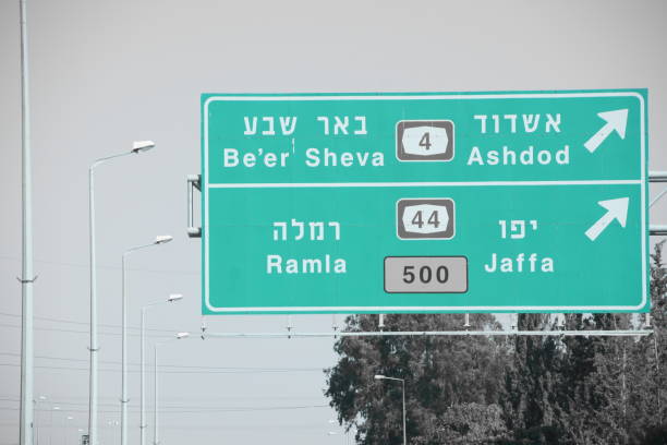 istock Green road sign, Israel 694729550