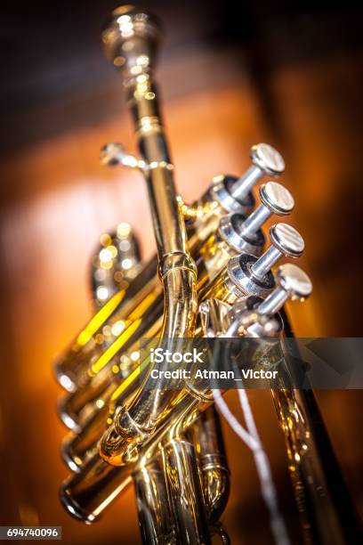 Trumpet Stock Photo - Download Image Now - Arts Culture and Entertainment, Music, Musical Instrument