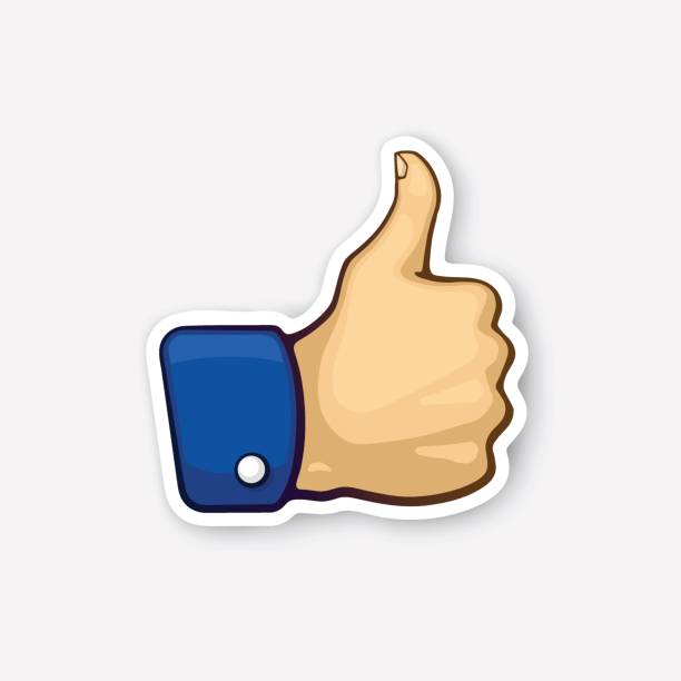 istock Sticker thumb up symbol of like 694743720