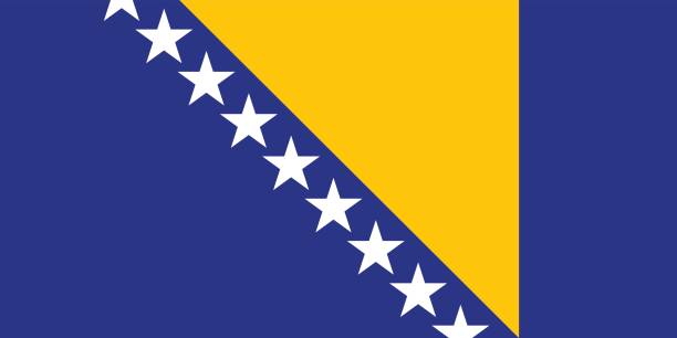 ilustrações, clipart, desenhos animados e ícones de bandeira de bosnia herzegovinan, layout de plana, ilustração do vetor - bosnia herzegovinan