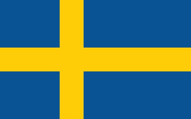 Swedish flag, flat layout, vector illustration Flag design. Swedish flag on the white background, isolated flat layout for your designs. Vector illustration. swedish flag stock illustrations