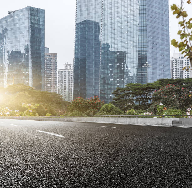 istock Empty downtown street intersection,shot in Shanghai 694746414