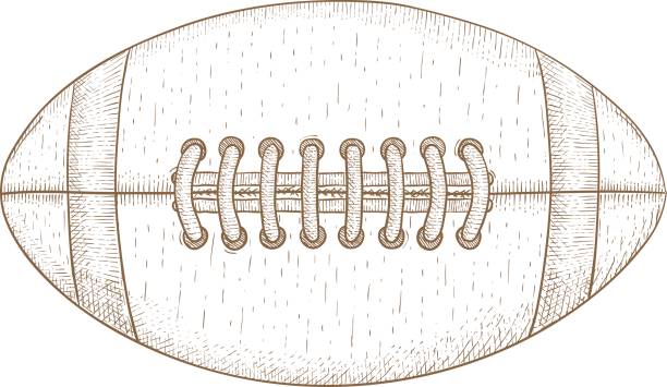 istock American football ball. Hand drawn sketch 694750674