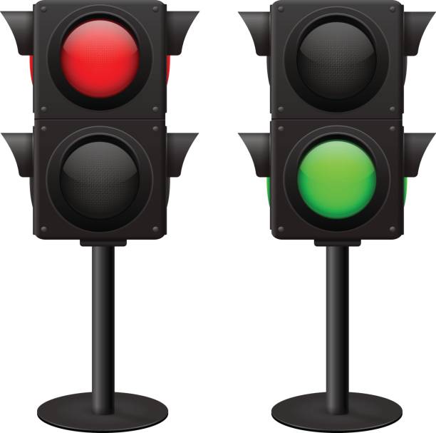 Opmærksom højt Metal linje Traffic Light Stand Red And Green Stock Illustration - Download Image Now - Green  Light - Stoplight, Red Light - Stoplight, Black Color - iStock