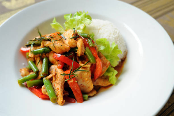 istock Spicy Chili chicken and rice 694750908