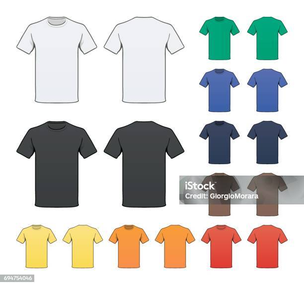 Blank Colored Tshirt Template Stock Illustration - Download Image Now - T-Shirt, Template, Blank