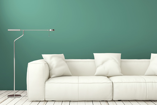Minimalist Modern Interior Living Room With Sofa Background Stock Photo -  Download Image Now - iStock