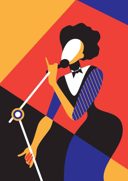 Singing woman. Creative conceptual vector. Singing woman. swing jazz stock illustrations