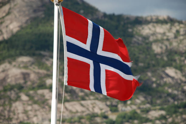 istock A Norwegian flag floating in the wind 694770854