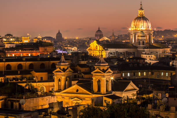 istock Panorama view of Rome at sunset 694780480