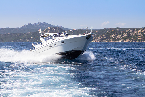Luxury yacht in the sea, Sardinia, Italy