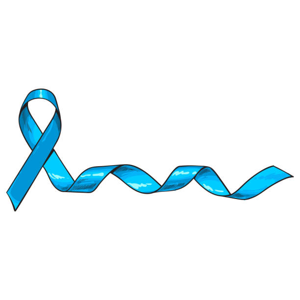 istock Blue satin ribbon, prostate cancer awareness symbol, sketch vector illustration 694788170