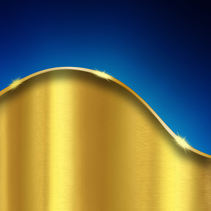 Shiny blue and green color background with golden curves
