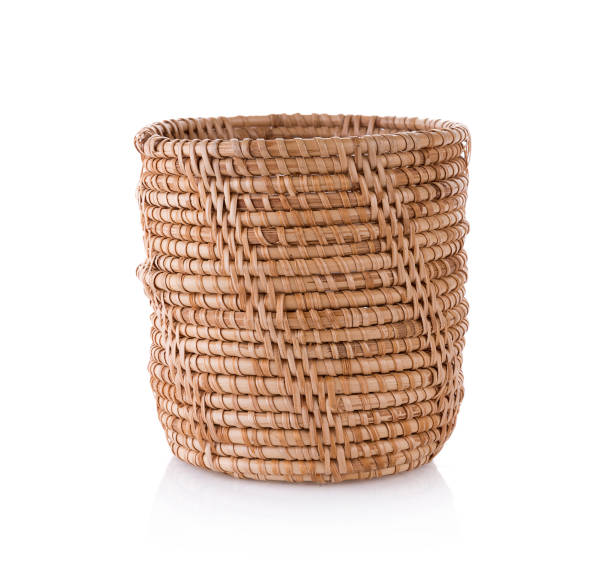 istock vintage weave wicker basket isolated on white background 694804718