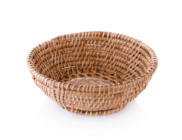 istock vintage weave wicker basket isolated on white background 694804752